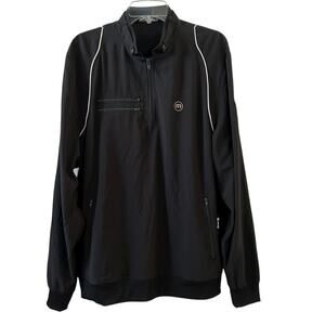Travis Mathew Black Golf Lightweight Pullover 1/4 Zip Windbreak Jacket XL NEW